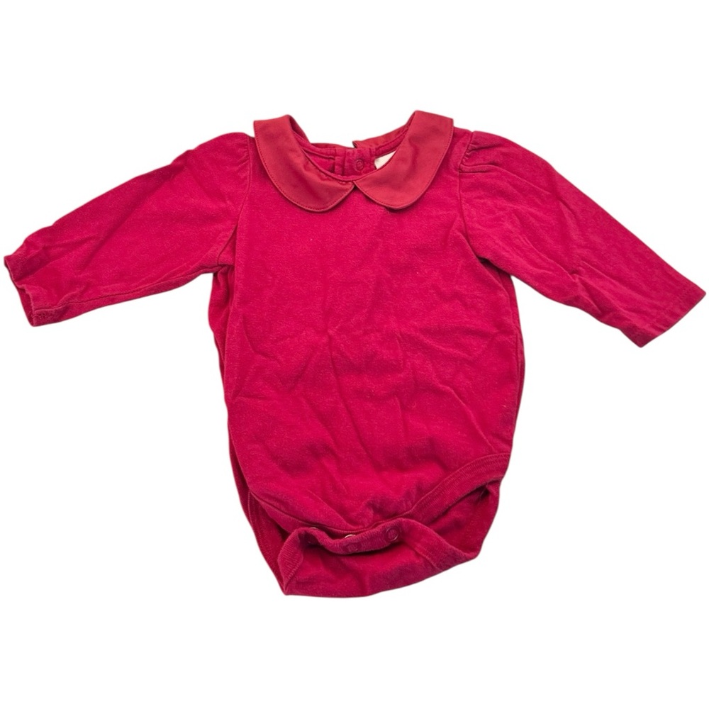 Lullaby Club Red Peter Pan Collared Onesie Baby‎ Size 3 Months